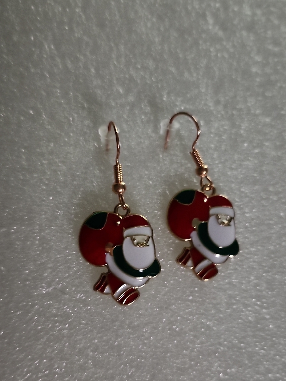 Hand Crafted Red White and Green Santa Drop Earrings